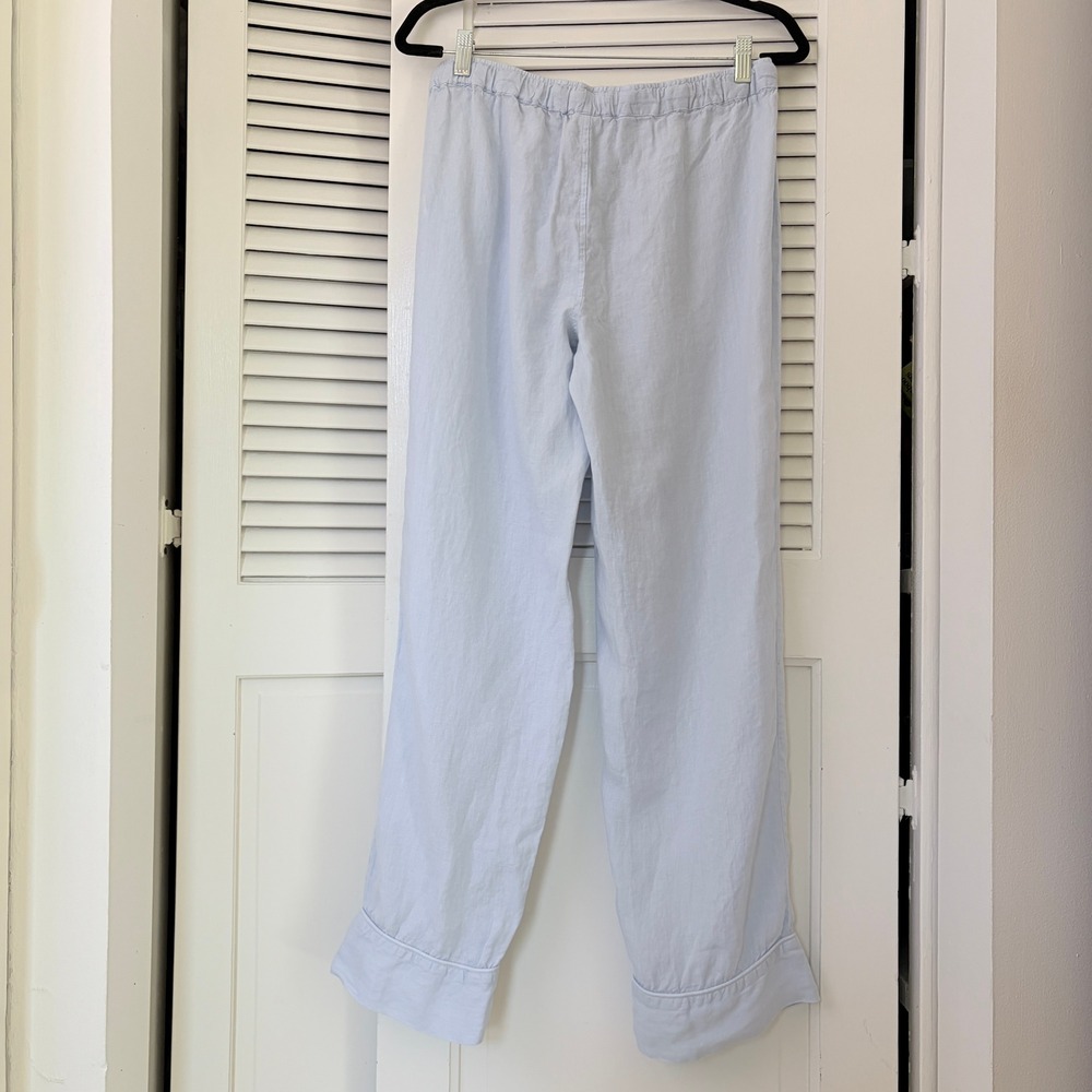 Serena & Lily Positano Linen Pajama Set Sky Blue Women's S Button Down - Picture 8 of 12